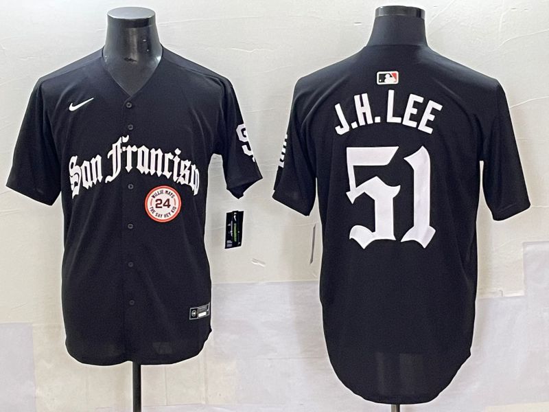 Men 2025 San Francisco Giants 51 J.H.Lee Black Five generations Joint Name Nike MLB Jersey style 49